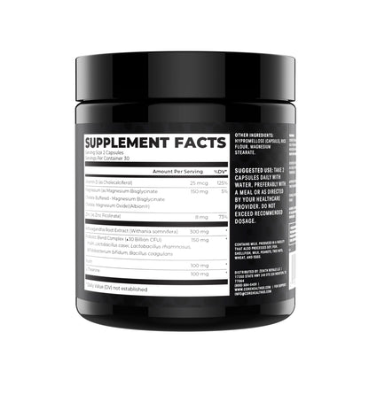 Gut-Brain Synergy Probiotics + Nootropic Supplement - 30 Billion CFU, Ashwagandha, L-Theanine, Zinc - Supports Digestion, Brain Supplement for Memory and Focus, Bloating Relief, Immunity- 60 Capsules