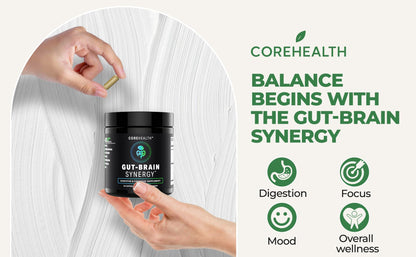 Gut-Brain Synergy Probiotics + Nootropic Supplement - 30 Billion CFU, Ashwagandha, L-Theanine, Zinc - Supports Digestion, Brain Supplement for Memory and Focus, Bloating Relief, Immunity- 60 Capsules